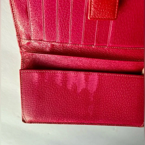 Gucci GG Beige Canvas Long Wallet with Pink Leather Interior Vintage - Picture 15 of 15